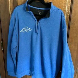 Men’s Blue Quarter Zip Sweatshirt w/ Mountain embroidered